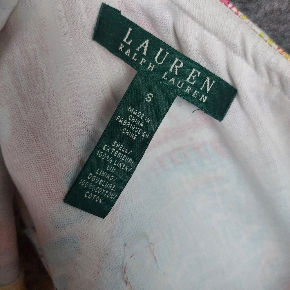 LAUREN RALPH LAUREN WOMENS MULTICOLOR PAISLEY 100% LINEN PULLON SKIRT SIZE S - Picture 6 of 6